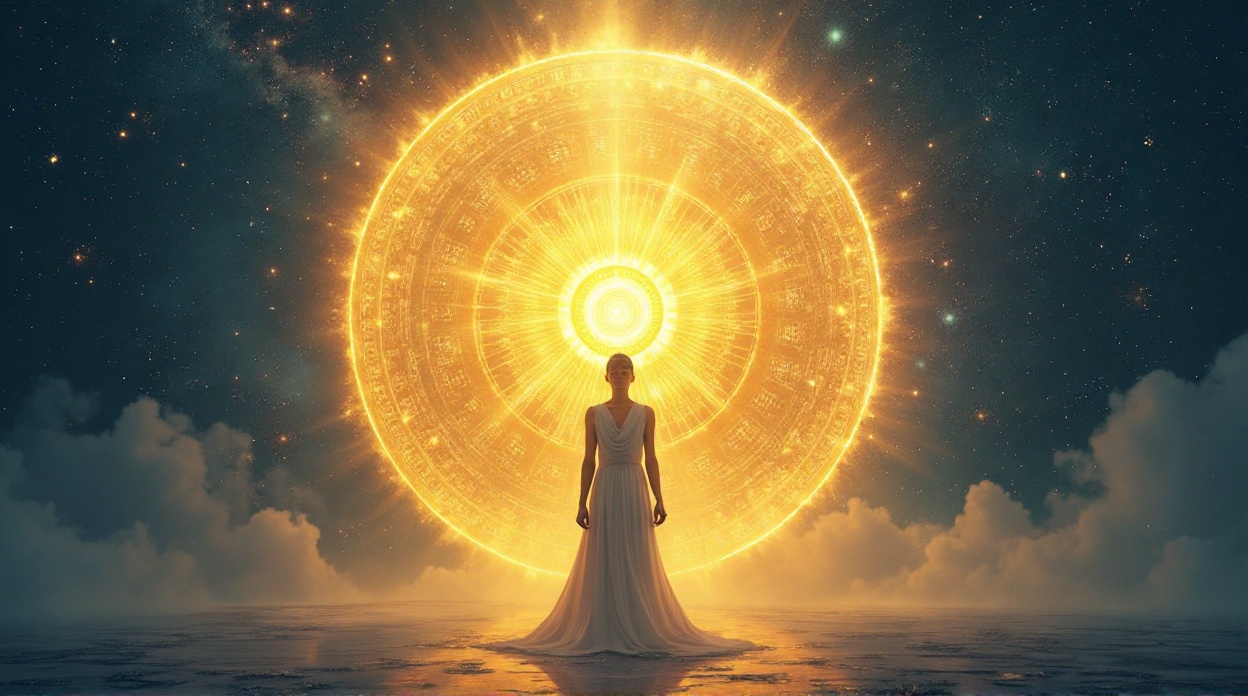 A spiritual figure creating a visible energetic boundary or shield.