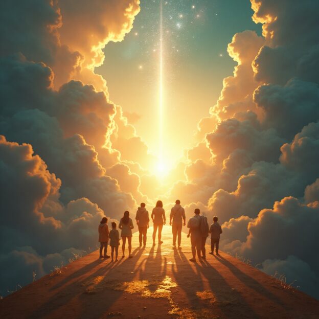 A visual metaphor for connecting dots or finding a spiritual path.